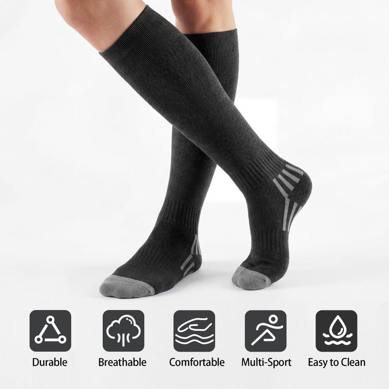 GRAPMKTG 3 Pack Soccer Baseball Softball Socks for Youth Women and Men Knee High Football Socks for Boys Girls Black Medium - Image 4