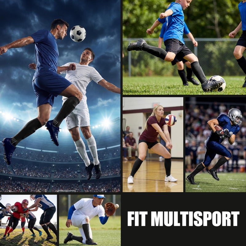 GRAPMKTG 3 Pack Soccer Baseball Softball Socks for Youth Women and Men Knee High Football Socks for Boys Girls Black Medium - Image 5