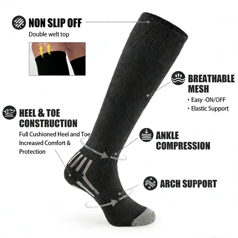 GRAPMKTG 3 Pack Soccer Baseball Softball Socks for Youth Women and Men Knee High Football Socks for Boys Girls Black Medium - Image 3