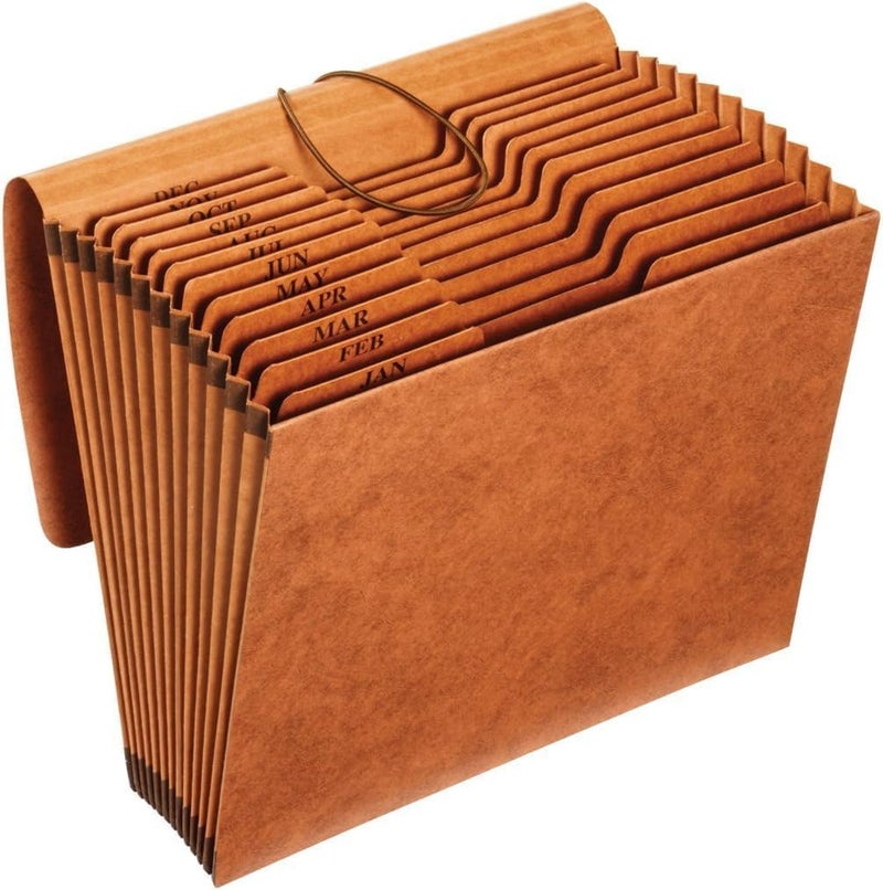 Pendaflex Globe Weis / Heavy Duty Expanding File with Flap, 12 Monthly Pockets, 1/3 Cut Tabs, Brown, Letter Size (R117MLHD) - Image 1