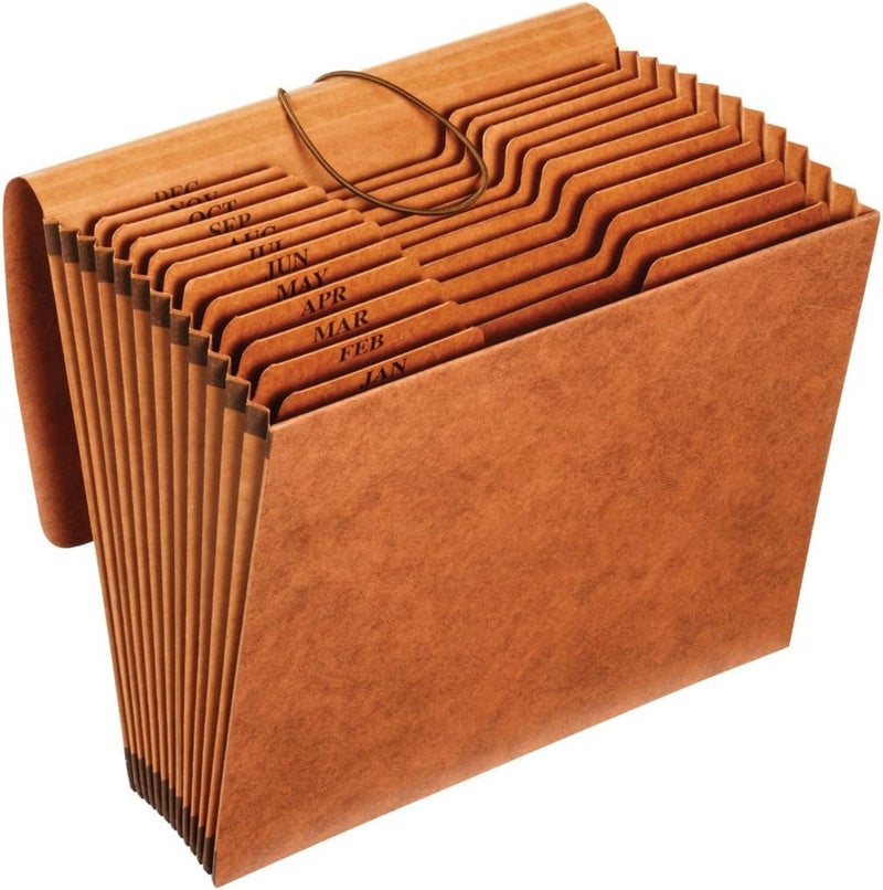 Pendaflex Globe Weis / Heavy Duty Expanding File with Flap, 12 Monthly Pockets, 1/3 Cut Tabs, Brown, Letter Size (R117MLHD) - Image 4