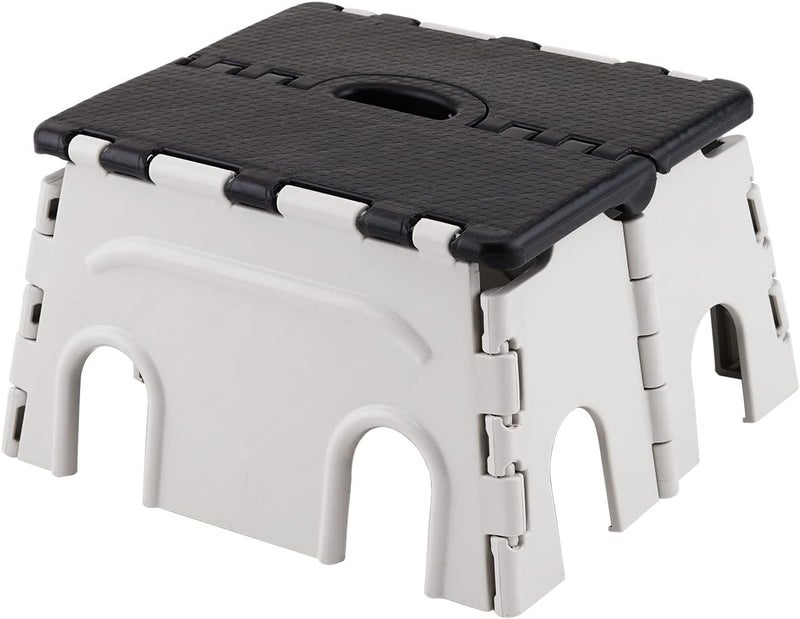 Primelife بريميلايف 7 بوصات سلم خطوة قابل للطي فائق القوة للبالغين والأطفال، سلم خطوة للمطبخ، سلم خطوة للحديقة، سلم مطبخ (7 بوصات، أسود-أبيض)-بريم - Image 1