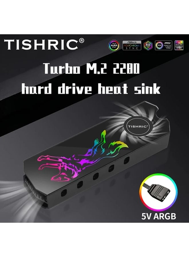 TSR463 وولف M2 NVMe SSD مشتت حراري مع مروحة ARGB 5V 3 دبوس تبريد جهاز كمبيوتر مكتبي - Image 2