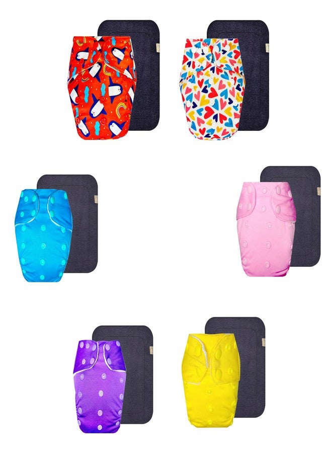 حفاضات دمبلدو القماشية الممتازة مع حشوة رمادية (عبوة من 6 قطع) | مضادة للحساسية | تسمح بمرور الهواء | أزرار كبس قابلة للتعديل | مصممة من قبل الأمهات | من 3 أشهر إلى 3 سنوات | للجنسين - Image 1