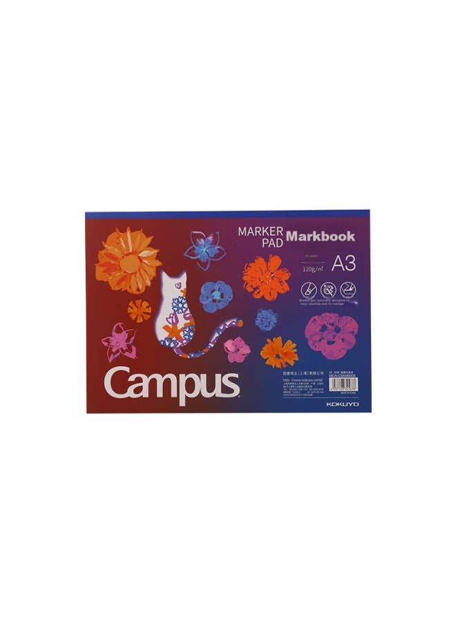 كوكويو Kokuyo Campus·دفتر ملاحظات مُعلَّم، دفرة رسم للطلاب، A3/30 صفحة، كتاب 1، Wcn-cskm0933 - Image 5
