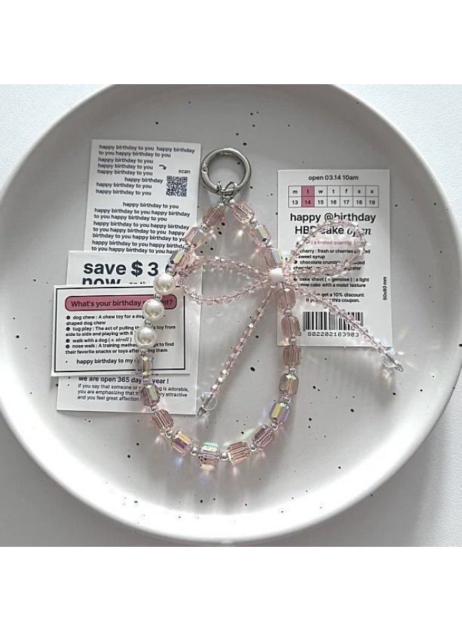 NIBEMINENT Super Cute Beaded Phone Charm – Trendy Phone Chain Wrist Strap, Shining Beads Chain Lanyard for Cell Phone