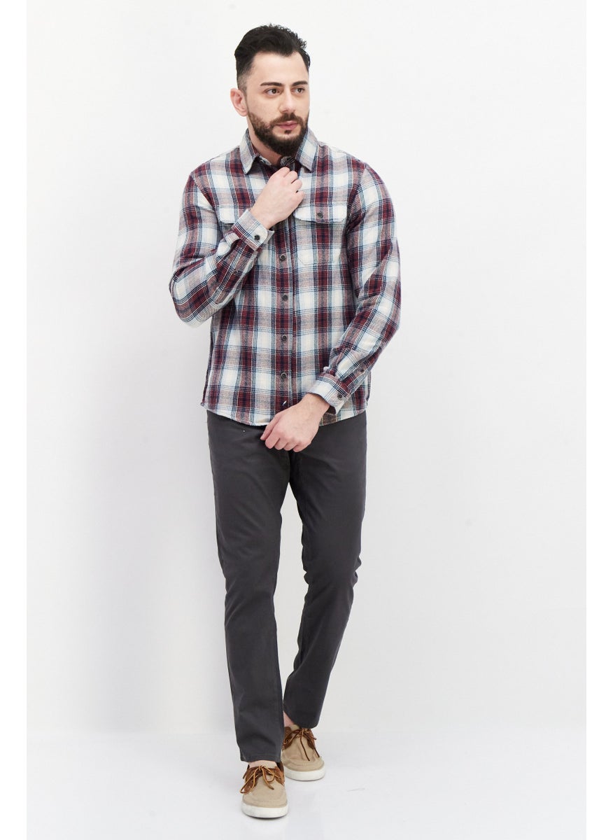 Men Regular Fit Pointed Collar Long Sleeve Plaid Casual Shirt, Rust Combo - pzsku/Z22EF1E1EE7C60544472AZ/45/_/1735568176/9bac6627-51a3-4e13-80ec-b969487c897a