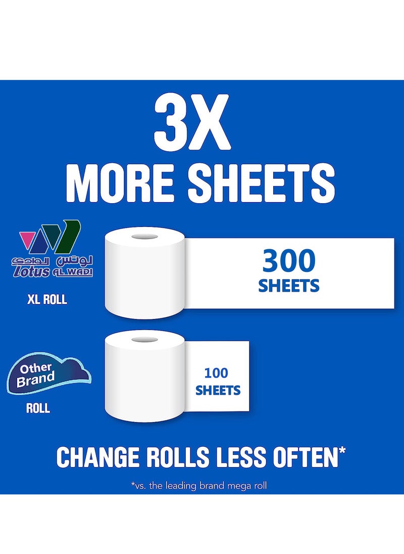 Lotus Alwadi - 300 sheets 2ply Lotus Alwadi Toilet Paper, 40 rolls (total 12,000 sheets) - 4 packs of 10, white, Very Soft & Unscented - Image 1