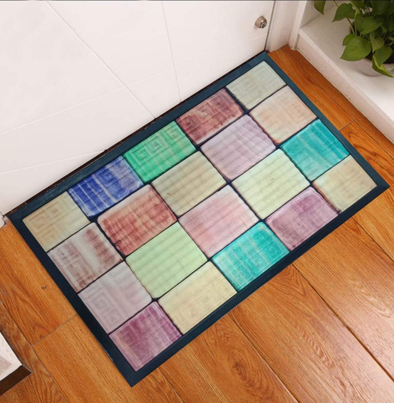 Status Contract STATUS 3D Printed Digital Home/Living/Lobby/Bathroom/Office Sanatizing Entrance Rubber Door Floor Mat with Anti Slip Backing (15 x 23 Inch) - Image 1