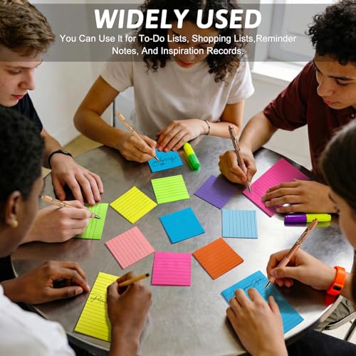 miikoul 18 Pack Lined Sticky Notes 9 Bright Colors Self-Stick Note Pads with Lines 4x6 & 3x3 Super Sticking Power Memo Pads Big Rectangular Notes Pad Its for Office, School, Meeting - Image 5