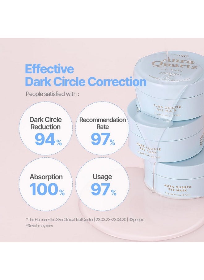 Petitfee - PETITFEE Aura Quartz Hydrogel Eye Mask Blue 60 pcs (30 pairs) - Eye Patch for Dark Circles, Brightens Under Eyes, Glutathione, Ascorbic Acid, Puffy Eye Bags, Cooling, Firms Eye Area, Intense Hydration - Image 1
