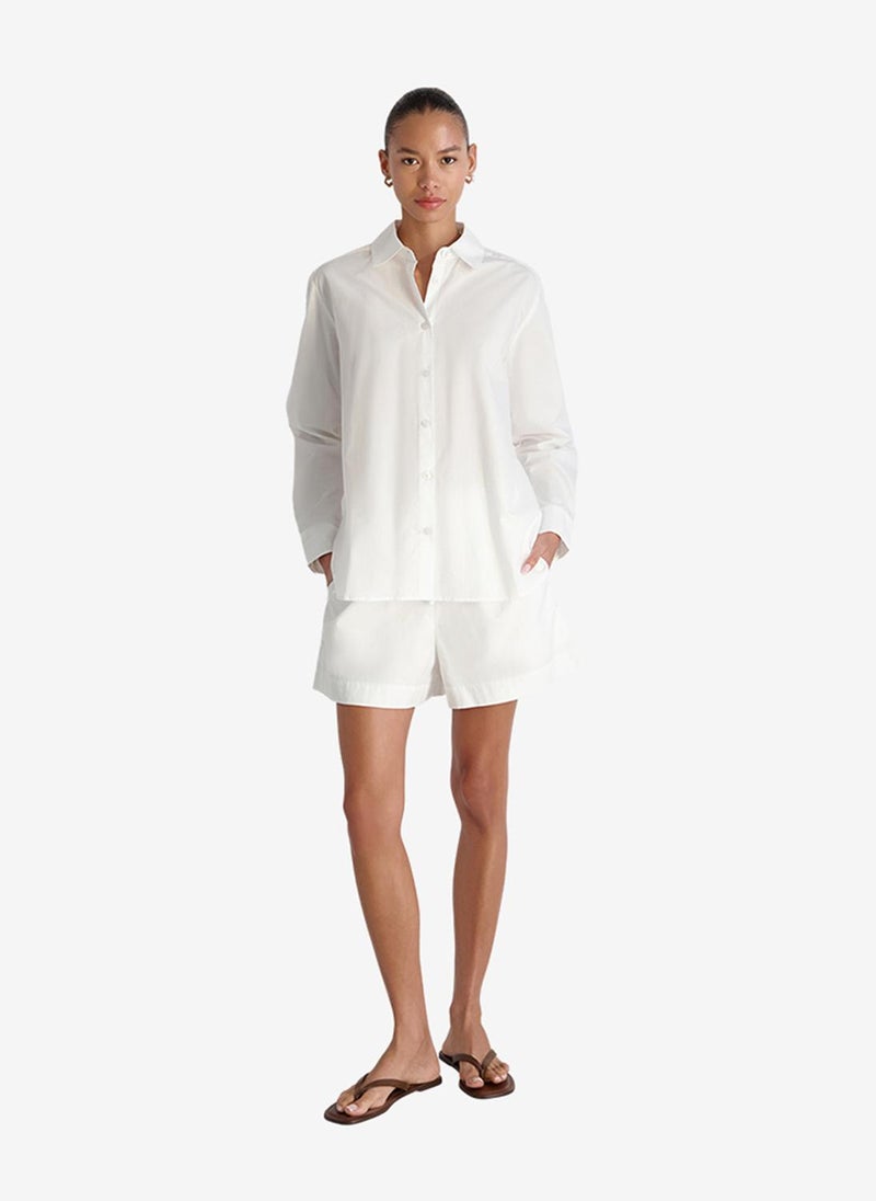 French Connection Women's Summer White Rhodes Poplin Drawstring Shortst - Image 4