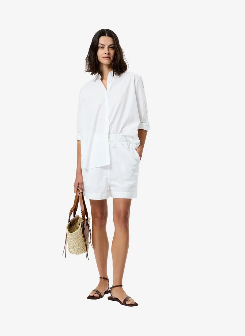 French Connection Women's Summer White Rhodes Poplin Drawstring Shortst