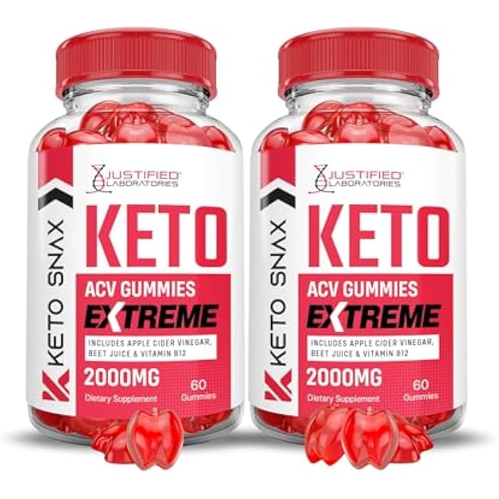 Justified Laboratories (2 Pack Keto Snax Keto ACV Gummies Extreme 2000MG Keto Snax Keto Gummies Advanced Formula Apple Cider Vinegar with Pomegranate Beet Juice Powder B12 Vegan Non GMO 120 Gummys - Image 1
