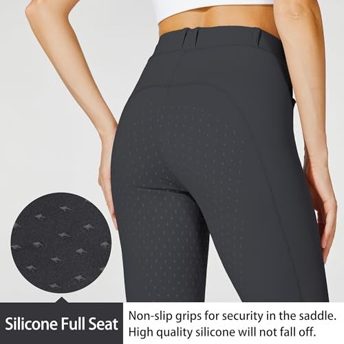 Willit Women's Horse Riding Pants Full Seat Silicone Equestrian Breeches Horseback Schooling Tights Zipper Pockets Gray XS - Image 2