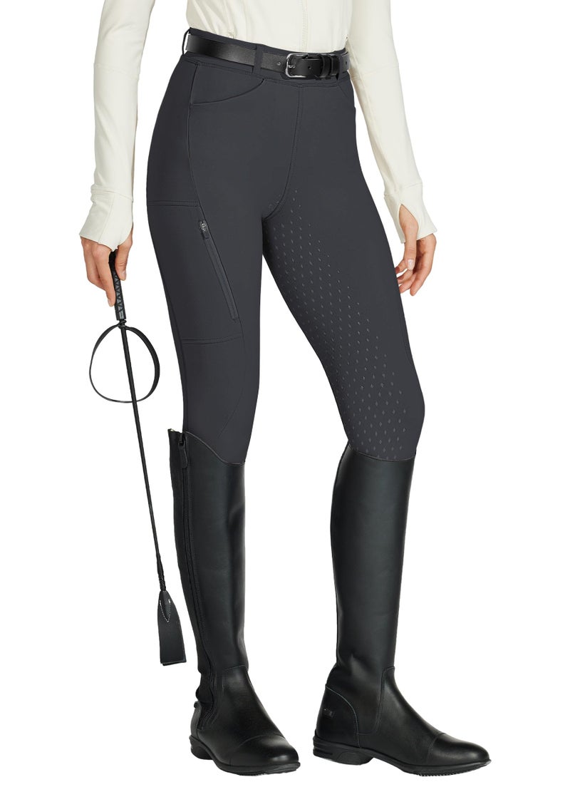 Willit Women's Horse Riding Pants Full Seat Silicone Equestrian Breeches Horseback Schooling Tights Zipper Pockets Gray XS - Image 1