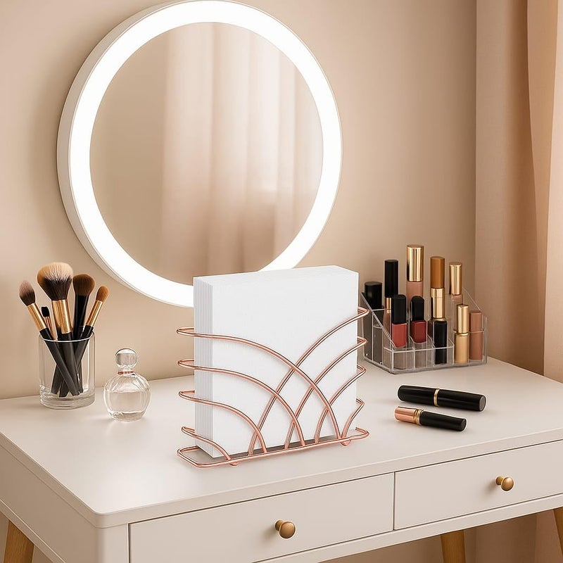 CentraLit حامل مناديل حديث لطاولة الطعام - حامل مناديل المطبخ لورق المناديل، حامل مناديل لتزيين المطبخ، الطاولة، المنزل، المطعم، منظم موزع المناديل للطاولات، المطبخ (ذهبي وردي) - Image 3