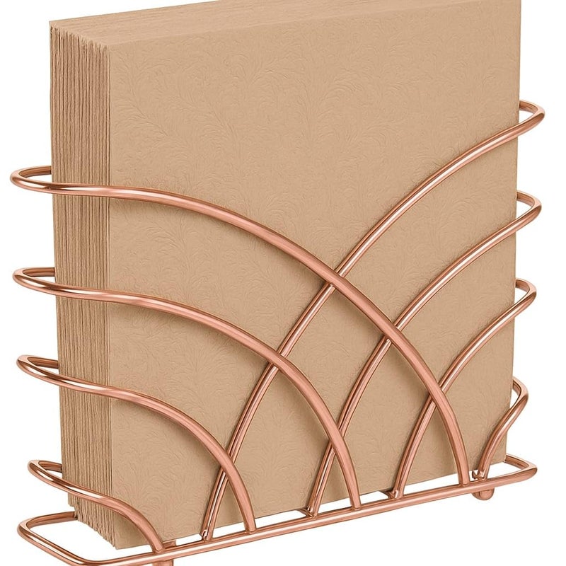 CentraLit حامل مناديل حديث لطاولة الطعام - حامل مناديل المطبخ لورق المناديل، حامل مناديل لتزيين المطبخ، الطاولة، المنزل، المطعم، منظم موزع المناديل للطاولات، المطبخ (ذهبي وردي) - Image 1