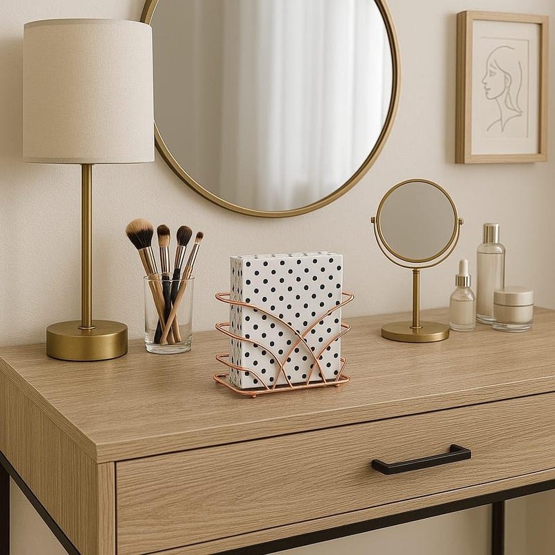 CentraLit حامل مناديل حديث لطاولة الطعام - حامل مناديل المطبخ لورق المناديل، حامل مناديل لتزيين المطبخ، الطاولة، المنزل، المطعم، منظم موزع المناديل للطاولات، المطبخ (ذهبي وردي) - Image 4