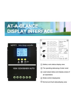 Y&D 100A MPPT وحدة التحكم بالشحن بالطاقة الشمسية 12 فولت 24 فولت 36 فولت 48 فولت شاشة LCD منظم شاحن لوحة الخلية التلقائي، بحد أقصى 100 فولت مدخل USB مزدوج فعال وموثوق به حل الطاقة لليثيوم الرصاص الحمضي  - Image 4