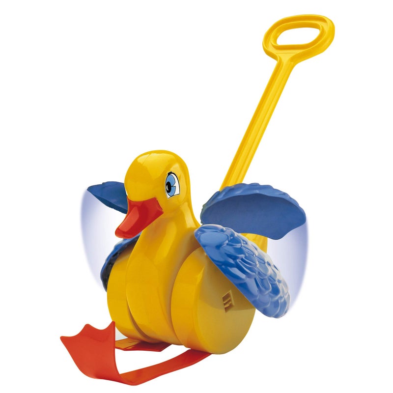 Quercetti Quack and Flap Duck Push Toy - Makes Sounds and Flaps Wings as it Rolls, Helps Toddlers Learn First Steps and Promotes Walking, for Kids Ages 1 - 3 Years , Yellow - Image 2