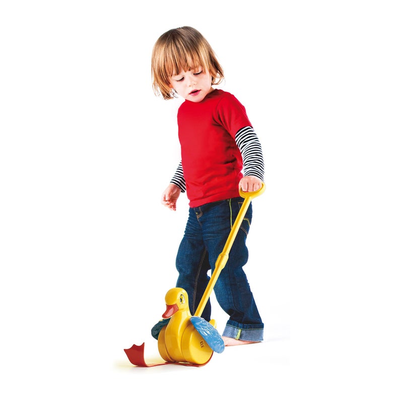 Quercetti Quack and Flap Duck Push Toy - Makes Sounds and Flaps Wings as it Rolls, Helps Toddlers Learn First Steps and Promotes Walking, for Kids Ages 1 - 3 Years , Yellow - Image 4