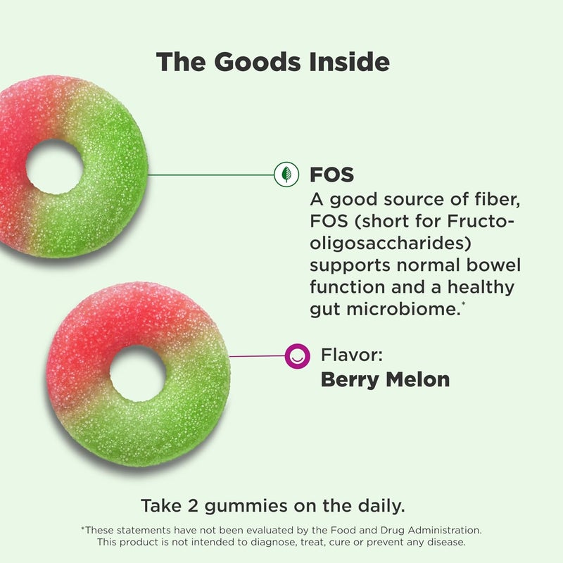 OLLY Fiber Gummy Rings, 5g Prebiotic Fiber, FOS (Fructo-oligosaccharides), Digestive Support, Berry Melon 50ct - Image 2