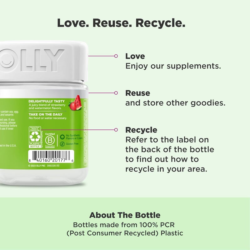 OLLY Fiber Gummy Rings, 5g Prebiotic Fiber, FOS (Fructo-oligosaccharides), Digestive Support, Berry Melon 50ct - Image 4