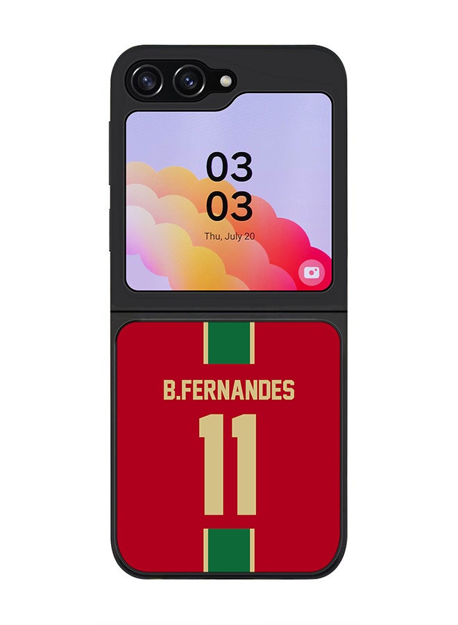 Stylizedd Rugged Black edge case for Samsung Galaxy Z Flip5, Slim fit Soft Case Flexible Rubber Edges Anti Drop TPU Gel Thin Cover -  Football Team - Portugal, Player Name - B.Fernandes - Image 1