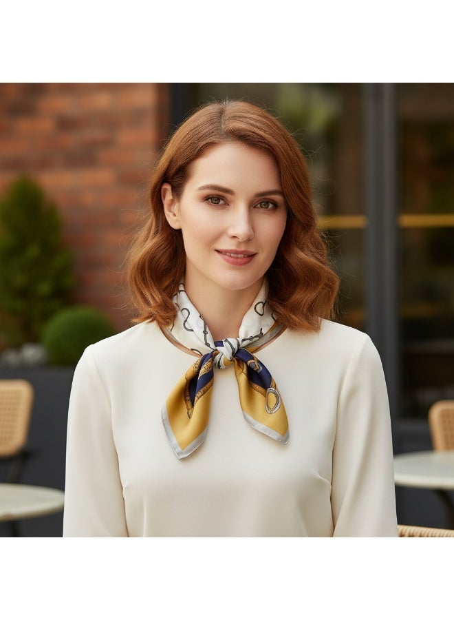 Ucanbe 70×70cm Luxury Faux Silk Scarf for Women Fashion Versatile Office Square Scarf Vintage Printed Neck Scarf - Image 2
