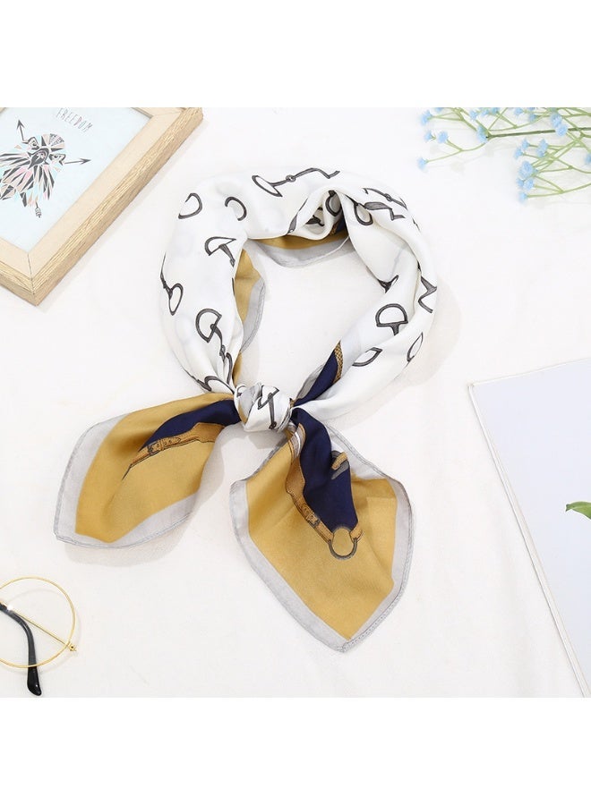 Ucanbe 70×70cm Luxury Faux Silk Scarf for Women Fashion Versatile Office Square Scarf Vintage Printed Neck Scarf - Image 1