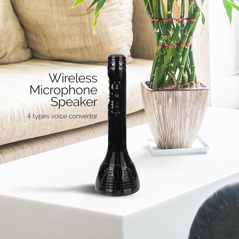 VRJTEC Bluetooth Mic - Wireless & Multifunctional2 in 1 Karoke Microphone with Audio Recording, Long Hours Battery Life + USB Charging + Card Slot + Aux Port (Black - Color) - Image 5