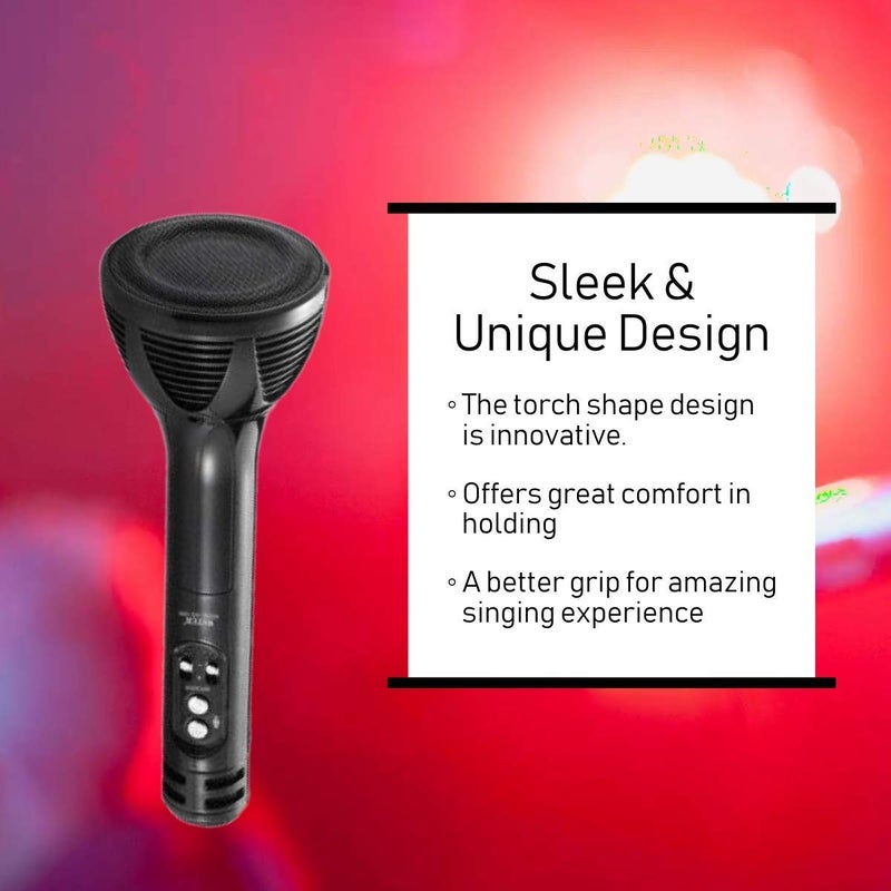 VRJTEC Bluetooth Mic - Wireless & Multifunctional2 in 1 Karoke Microphone with Audio Recording, Long Hours Battery Life + USB Charging + Card Slot + Aux Port (Black - Color) - Image 3