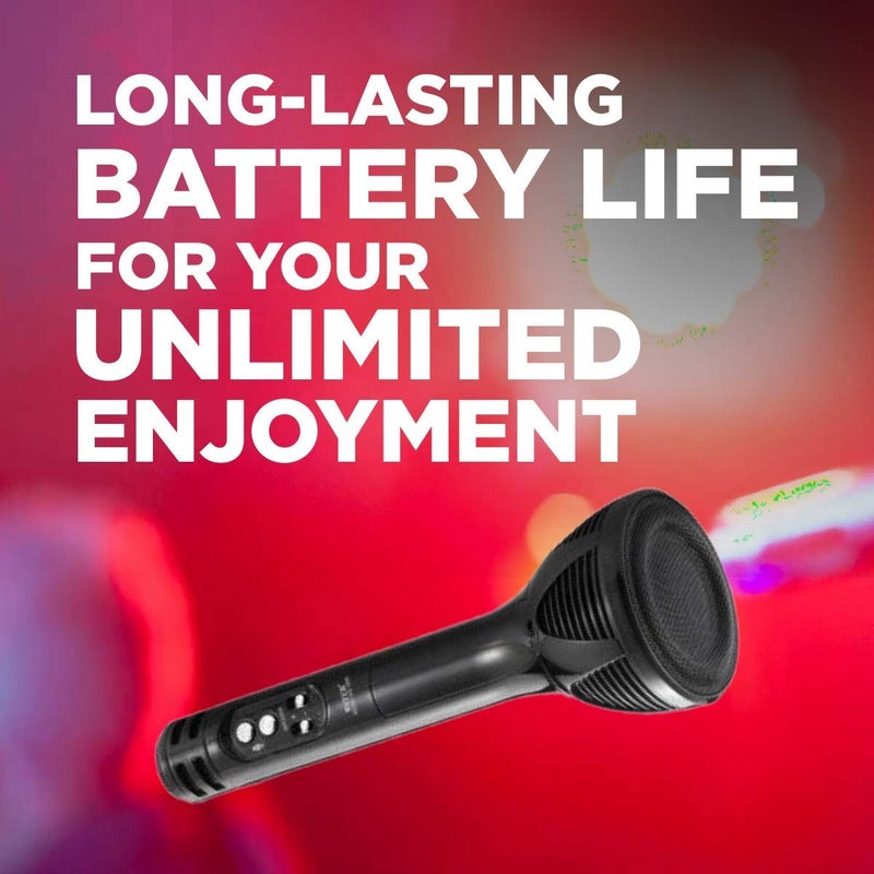 VRJTEC Bluetooth Mic - Wireless & Multifunctional2 in 1 Karoke Microphone with Audio Recording, Long Hours Battery Life + USB Charging + Card Slot + Aux Port (Black - Color) - Image 2
