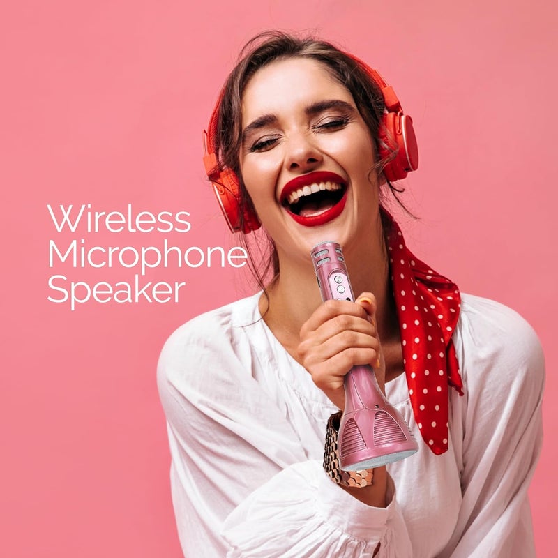 VRJTEC Bluetooth Mic - Wireless & Multifunctional2 in 1 Karoke Microphone with Audio Recording, Long Hours Battery Life + USB Charging + Card Slot + Aux Port (Black - Color) - Image 4
