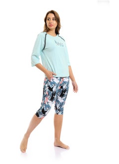 REDCOTTON Red Cotton- Women's Capri Pajama Set-mint  - Image 1