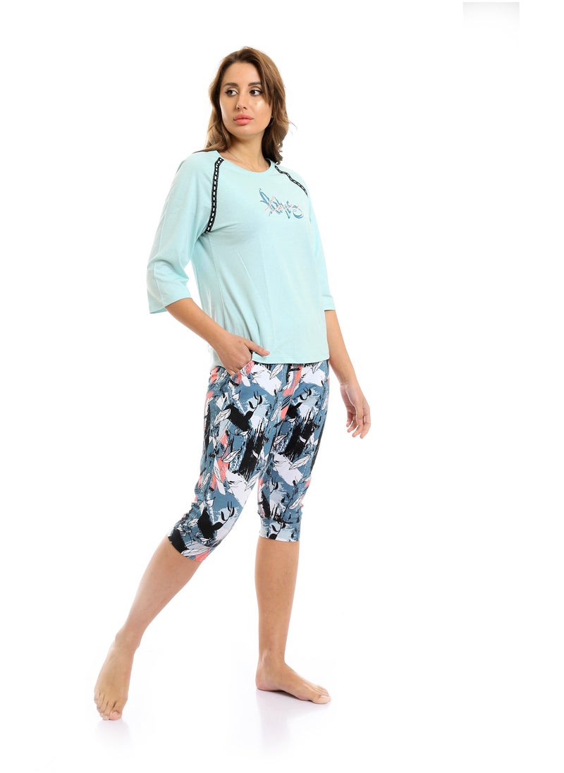 REDCOTTON Red Cotton- Women's Capri Pajama Set-mint  - Image 1