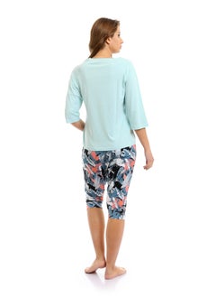 REDCOTTON Red Cotton- Women's Capri Pajama Set-mint  - Image 3
