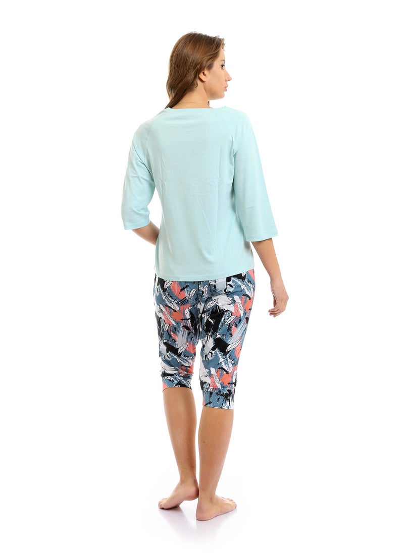 REDCOTTON Red Cotton- Women's Capri Pajama Set-mint  - Image 3