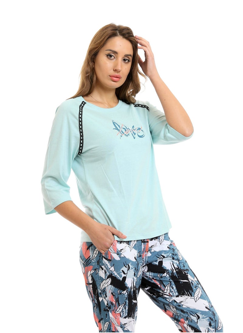 REDCOTTON Red Cotton- Women's Capri Pajama Set-mint  - Image 4