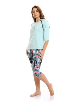REDCOTTON Red Cotton- Women's Capri Pajama Set-mint  - Image 5