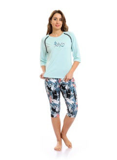 REDCOTTON Red Cotton- Women's Capri Pajama Set-mint  - Image 2