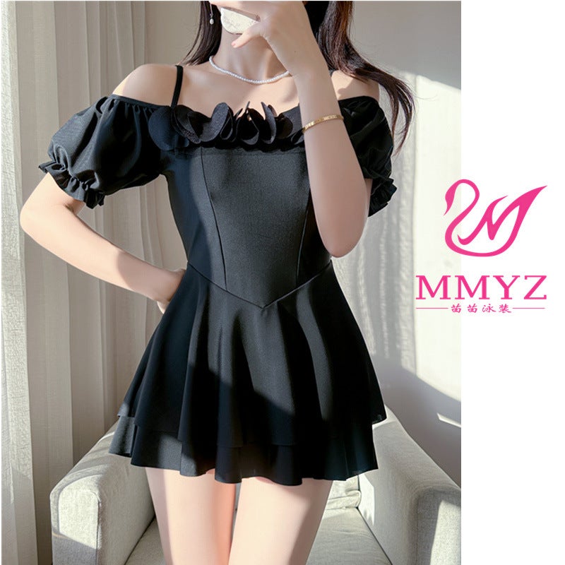 [Angel Wings] Hot Spring Swimsuit Women''s Conjoined Conservative Belly Covering High-end Sense Internet Celebre Explosive Skirt Swimsuit Women - Image 1