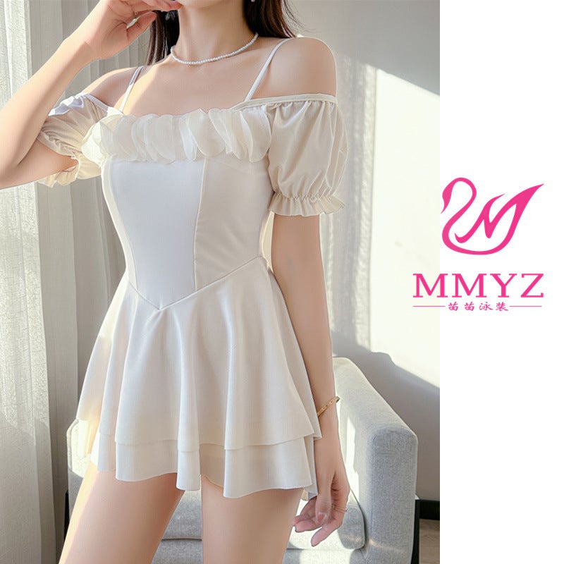 [Angel Wings] Hot Spring Swimsuit Women''s Conjoined Conservative Belly Covering High-end Sense Internet Celebre Explosive Skirt Swimsuit Women - Image 3
