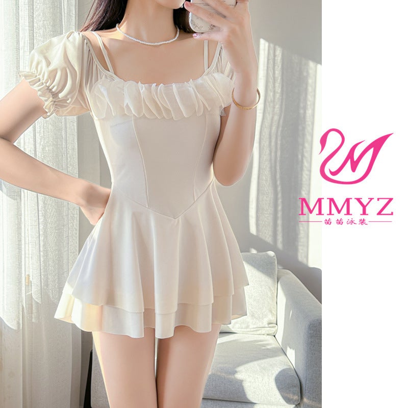 [Angel Wings] Hot Spring Swimsuit Women''s Conjoined Conservative Belly Covering High-end Sense Internet Celebre Explosive Skirt Swimsuit Women - Image 2