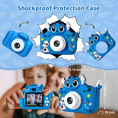 RAYBITU Kids Camera with 32GB SD Card 1080P HD Digital Selfie Video Camera for Boys Girls Ages 3 4 5 6 7 Portable Toddler Toy with Cartoon Design Christmas Birthday Gifts - Image 5