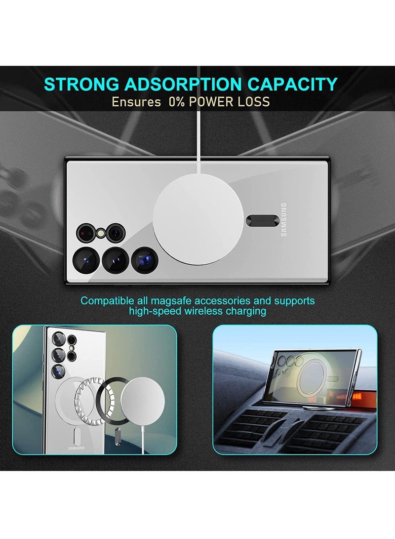 ELTRAZONE Magnetic Clear Case for Samsung Galaxy S23 Ultra 5G with Camera Lens Protector, Compatible with MagSafe, Electroplated Slim Shockproof Phone Protective Cover for Women Men (Black)  - Image 5