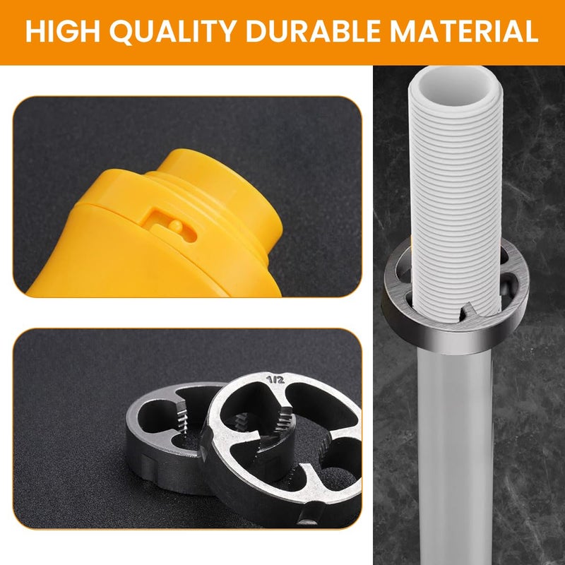 Serplex ® Plastic Pipe Tap Die Set with 3 Snap-On Threading Dies (1/2", 3/4", 1") for PVC Pipes, PVC Thread Maker Tool for Electric Drill, Plastic Pipe Tap Die Set for Cutting & Pipe Threaders - Image 5