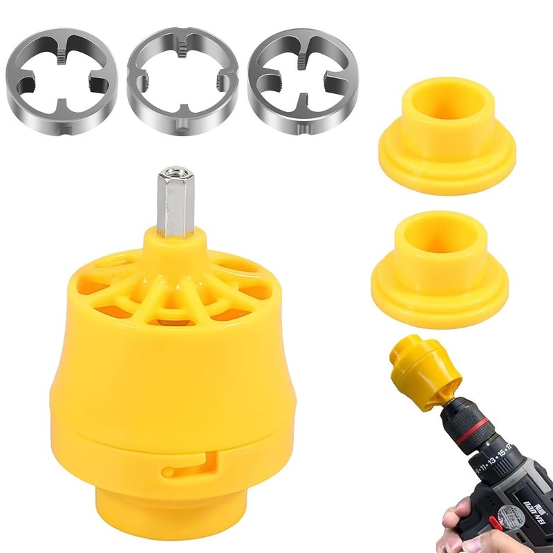Serplex ® Plastic Pipe Tap Die Set with 3 Snap-On Threading Dies (1/2", 3/4", 1") for PVC Pipes, PVC Thread Maker Tool for Electric Drill, Plastic Pipe Tap Die Set for Cutting & Pipe Threaders - Image 1