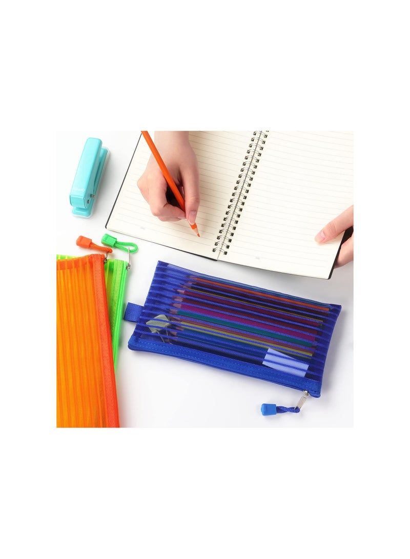 Zikra Zipper Mesh Pouch, Pencil Pouch Multicolor Pen Bag Multipurpose for Office Supplies Travel Storage Bags, for Cosmetic Makeup Office School Supplies and Travel Accessories, 10 Colors (10 Pack) - Image 3